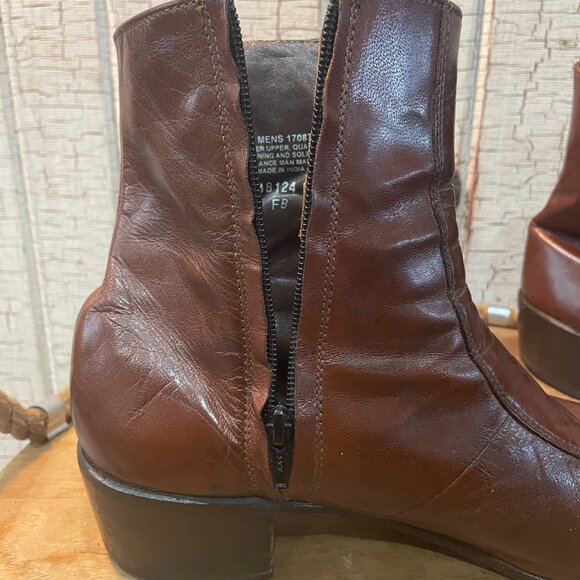 Vintage 60's Beatle ankle Florsheim Imperial Duke side-zip boots cognac leather. - Picture 7 of 9